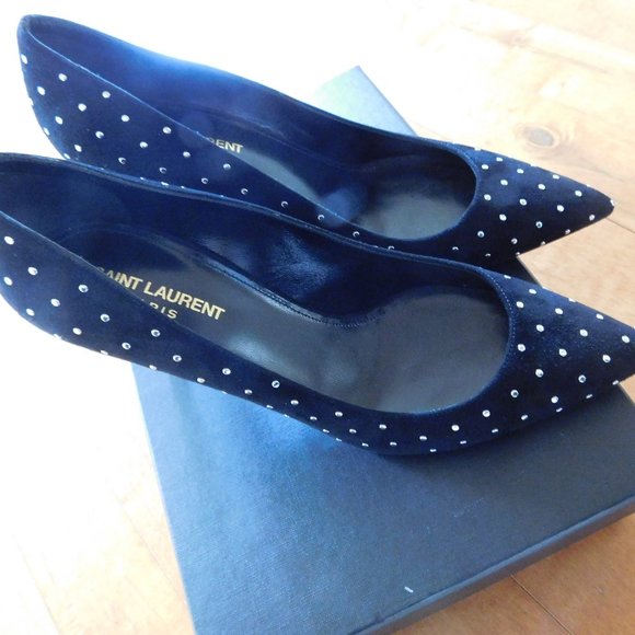 NEW YSL SAINT LAURENT ANJA 85 STUDDED BLACK PUMPS 39 - Picture 7 of 9